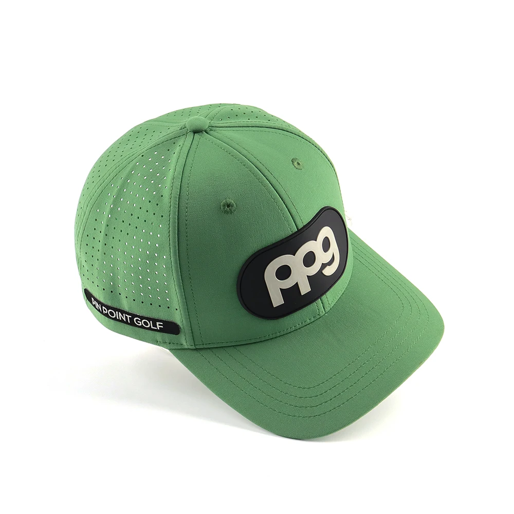 New Arrival Design Hydro Golf Hat with Custom Rectangle Rubber Patch Breathable Perforated Sport Baseball Cap for Walking Travel