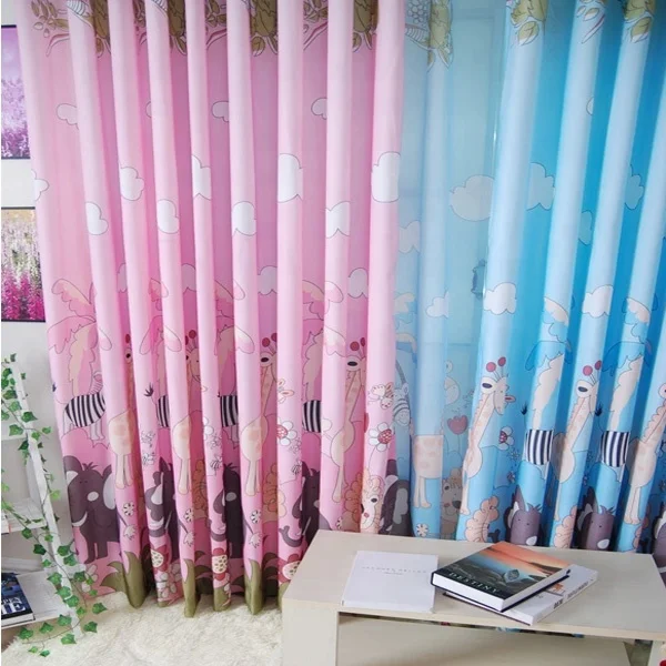 Newest Cartoon Design Printed Voile Fabric Curtain For Children Room Window 2022