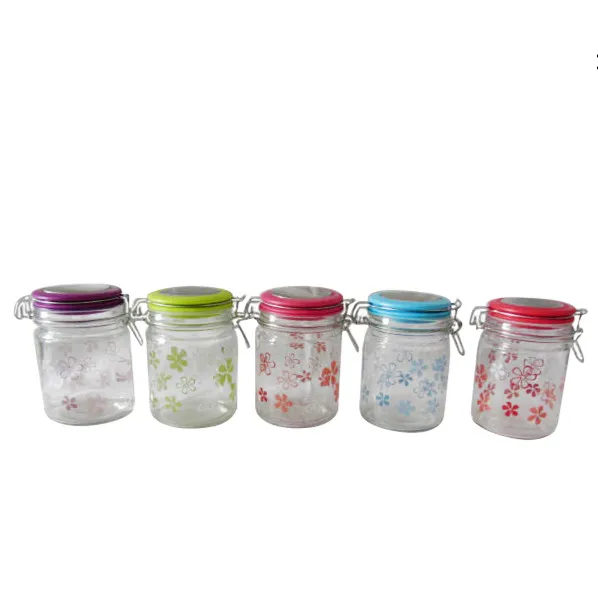 330 ml / 10 oz  Wholesale Glass Jars packaging bottles Spice condiment container organizer kitchen metal clip top glass shaker