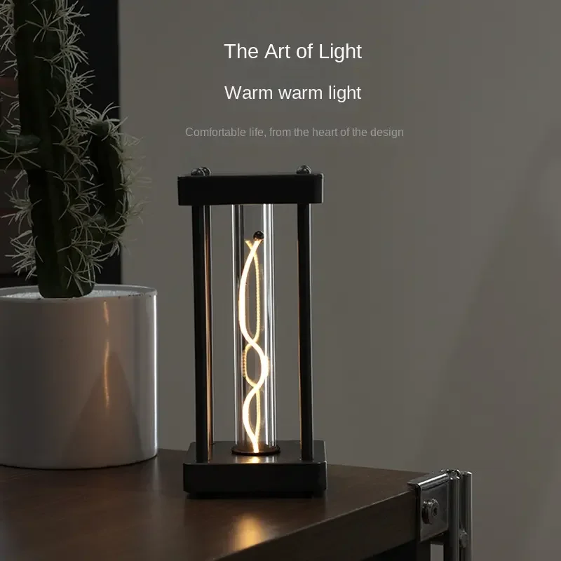 Square Quantum Breathable Creative Brass Night Light Touch LED table lamp Simple rechargeable Decorative Ornaments Bedroom