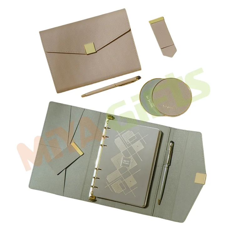 Custom A4 A5 A6 A7 A8 Clutch Leather 6 Ring Binder Planner Journal Notebook Cover Budget Binder Wallet Portfolio Organizer