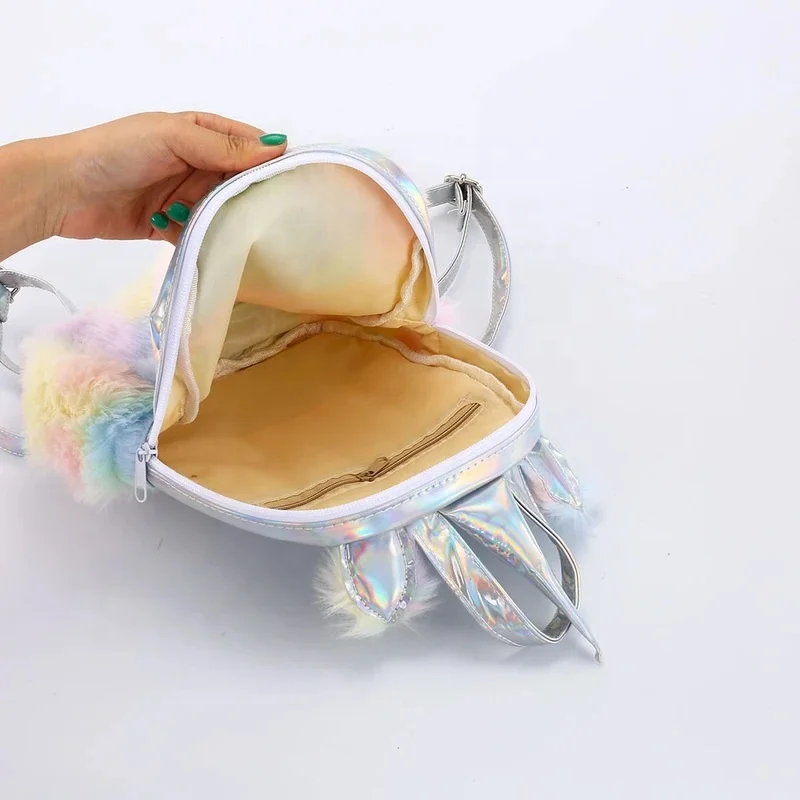 Soft Plush Crown Backpack Rainbow Glittering Backbag