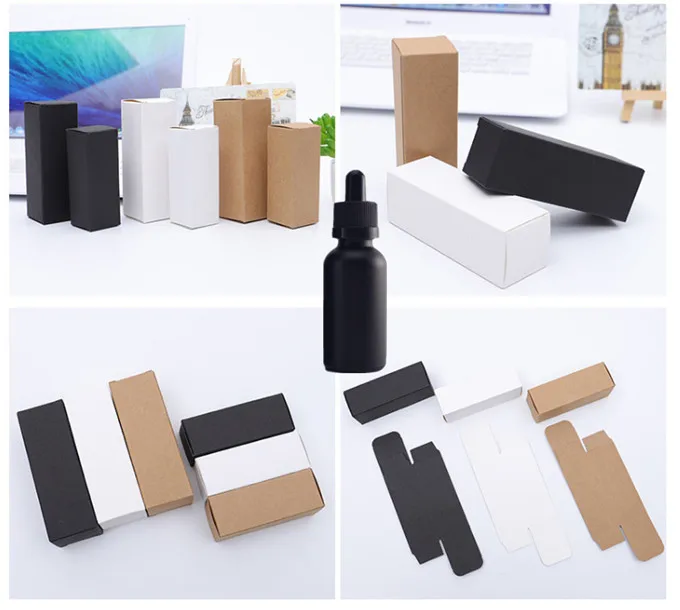 All sizes of good oil matte frosted black measuring serum paper cardboard tube cosmetic packaging for glass dropper bottle