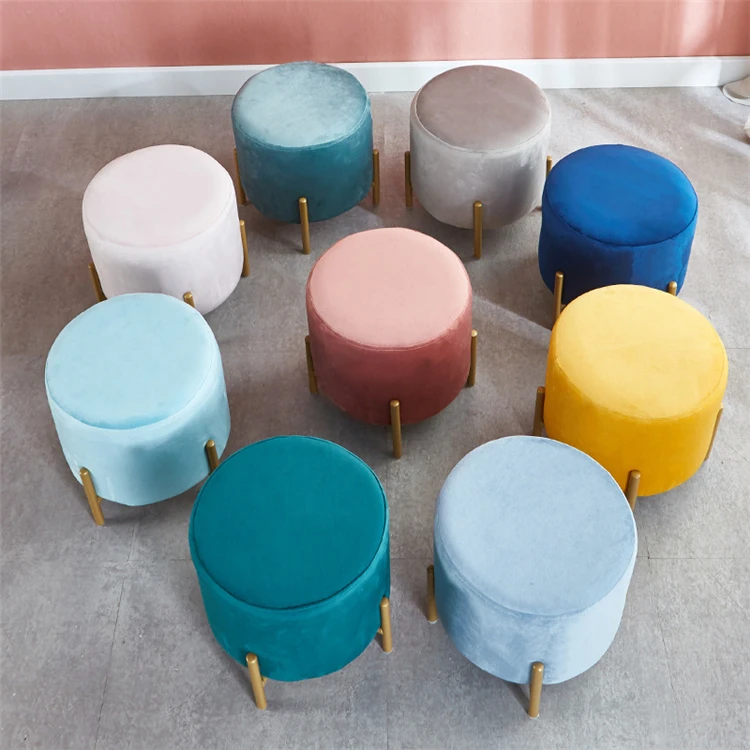 Living room flannel small round shoes changing sitting stool