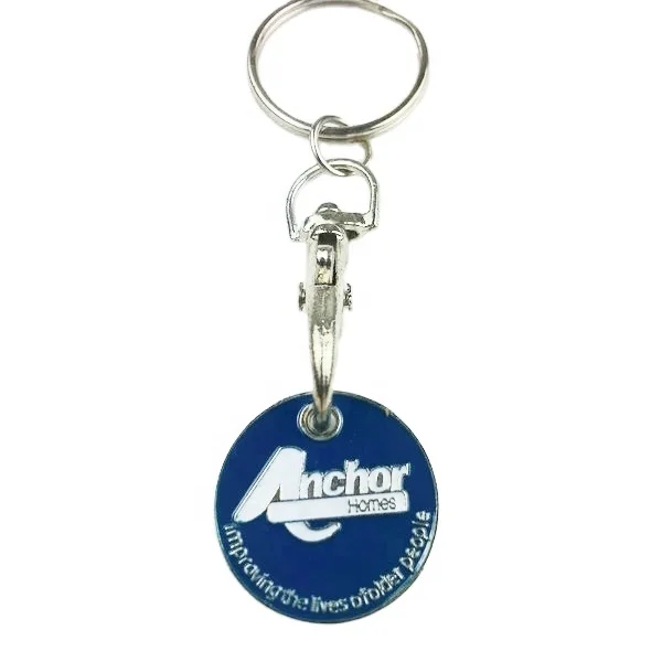 Promotional custom logo supermarket shopping cart token soft enamel QR code trolley coin metal trolley token