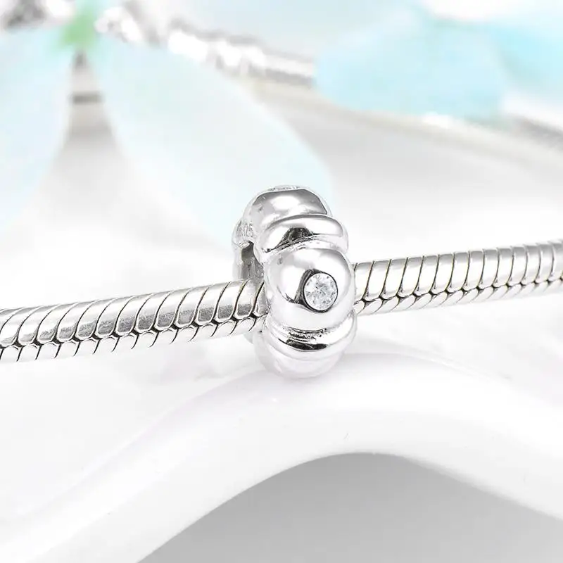 Real 925 Sterling Sliver Spring flower Six petals White Enamel Spacer Beads for Charm Jewelry making Woman Accessories Wholesale