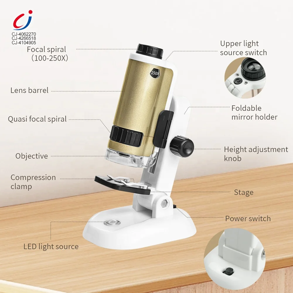 Chengji microscopios de juguete scientific experiments portable handheld kids pocket microscope toy insect
