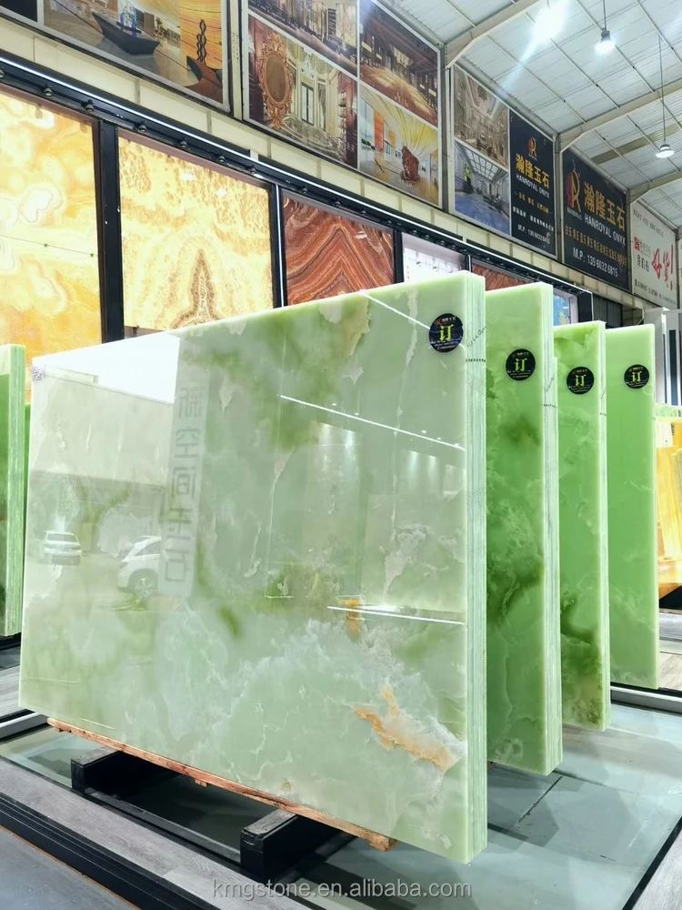 Jade Green Onyx Slabs Natural Fireproof Tile for Dining Living Room Bedroom Application