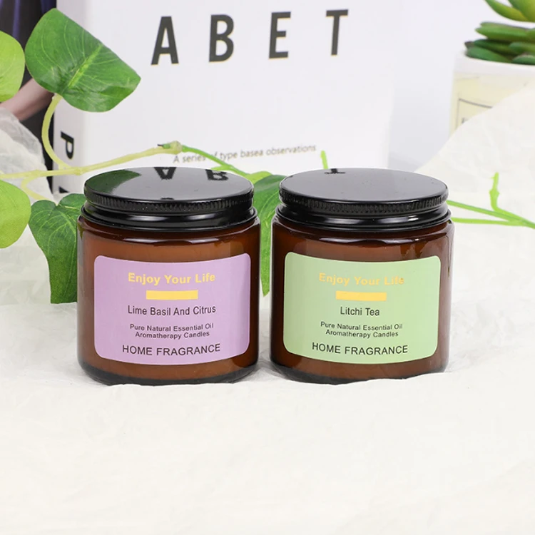 Soy Wax Aromatherapy 200G Candle  Wholesale Custom Black Jar Private Label Candles Scented Luxury