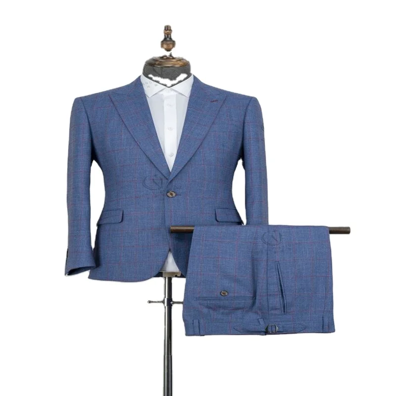 Factory Hot Sales Luxury Custom Blue Slim Fit Casual mens suits 3 piece slim fit