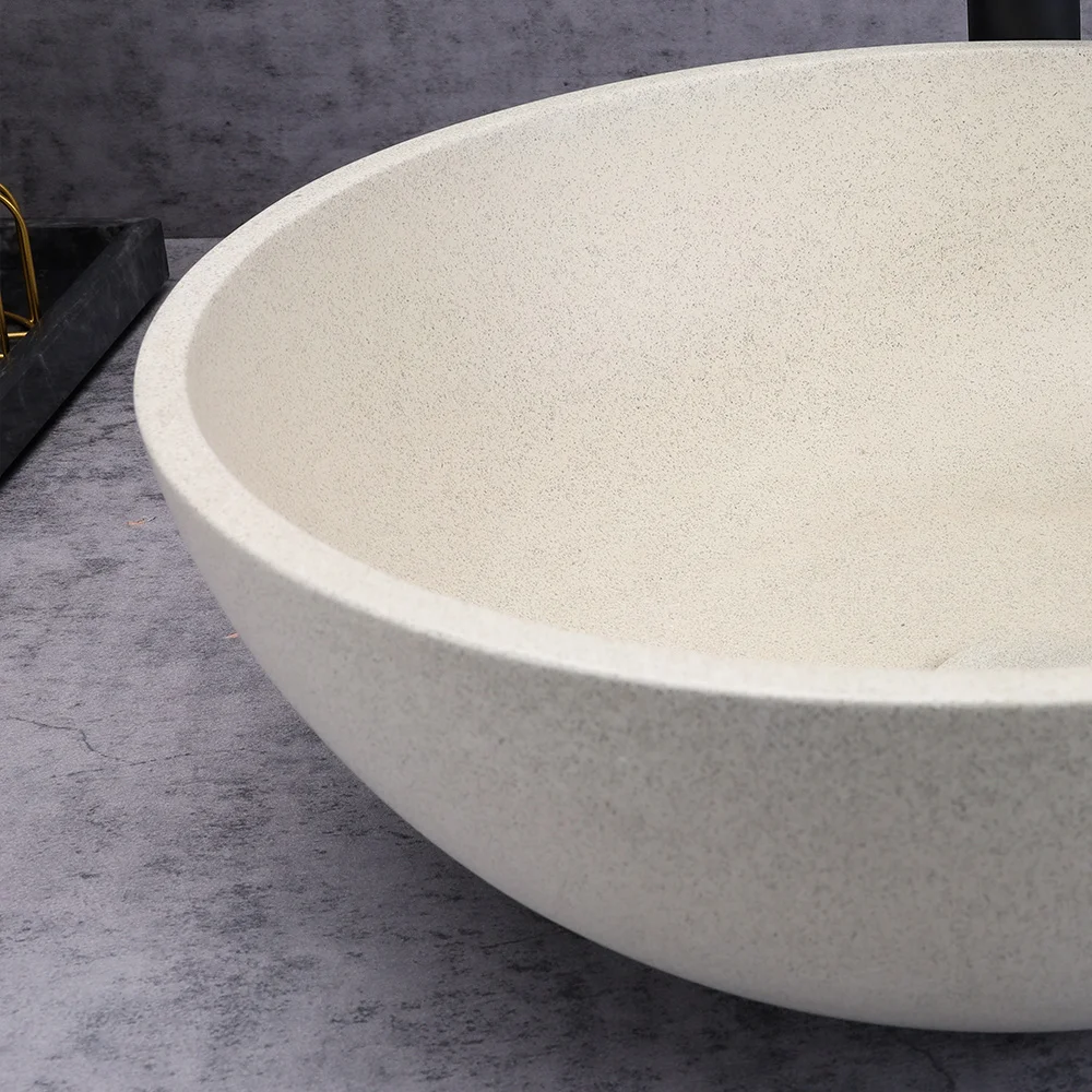 Round concrete basin countertop sink Large cement art basin sand stone bathroom wash basin