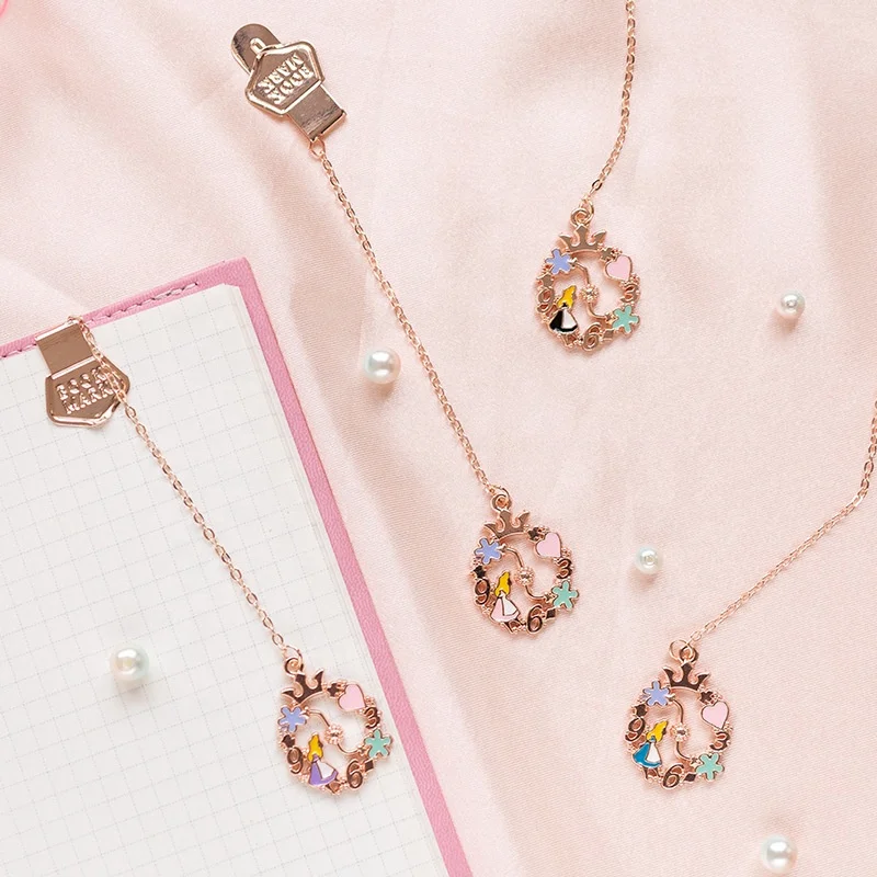 Korean Cartoon Enamel Pendant Bookmark Metal Bookmark With Delicate Box