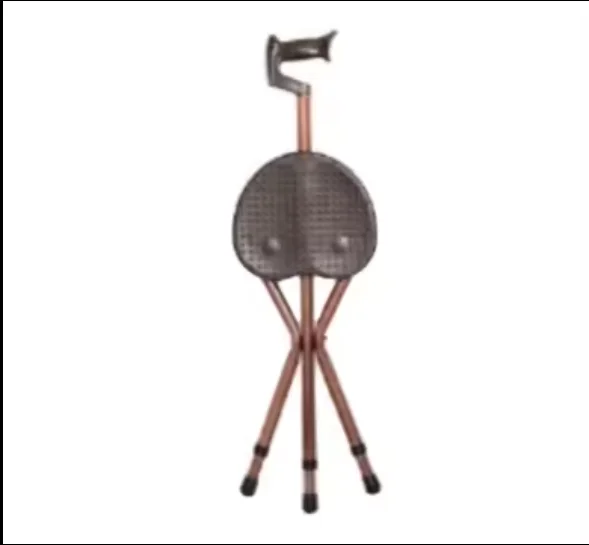 Aluminum Alloy Lightweight Tripod Folding Cane Seat Walking Stick With Chair Disability