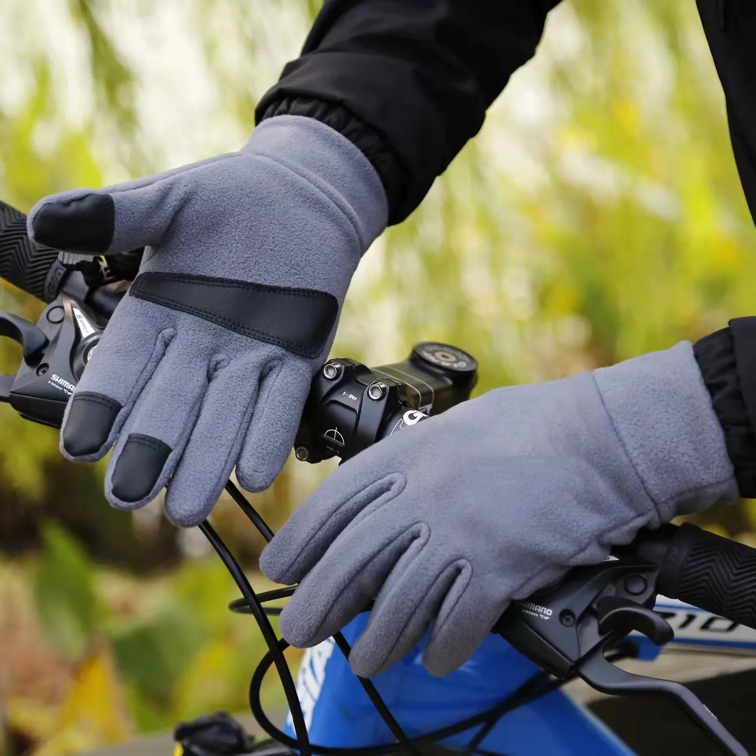 Plus velvet cold-proof warm polar fleece outdoor sports cycling mountaineering full finger gloves