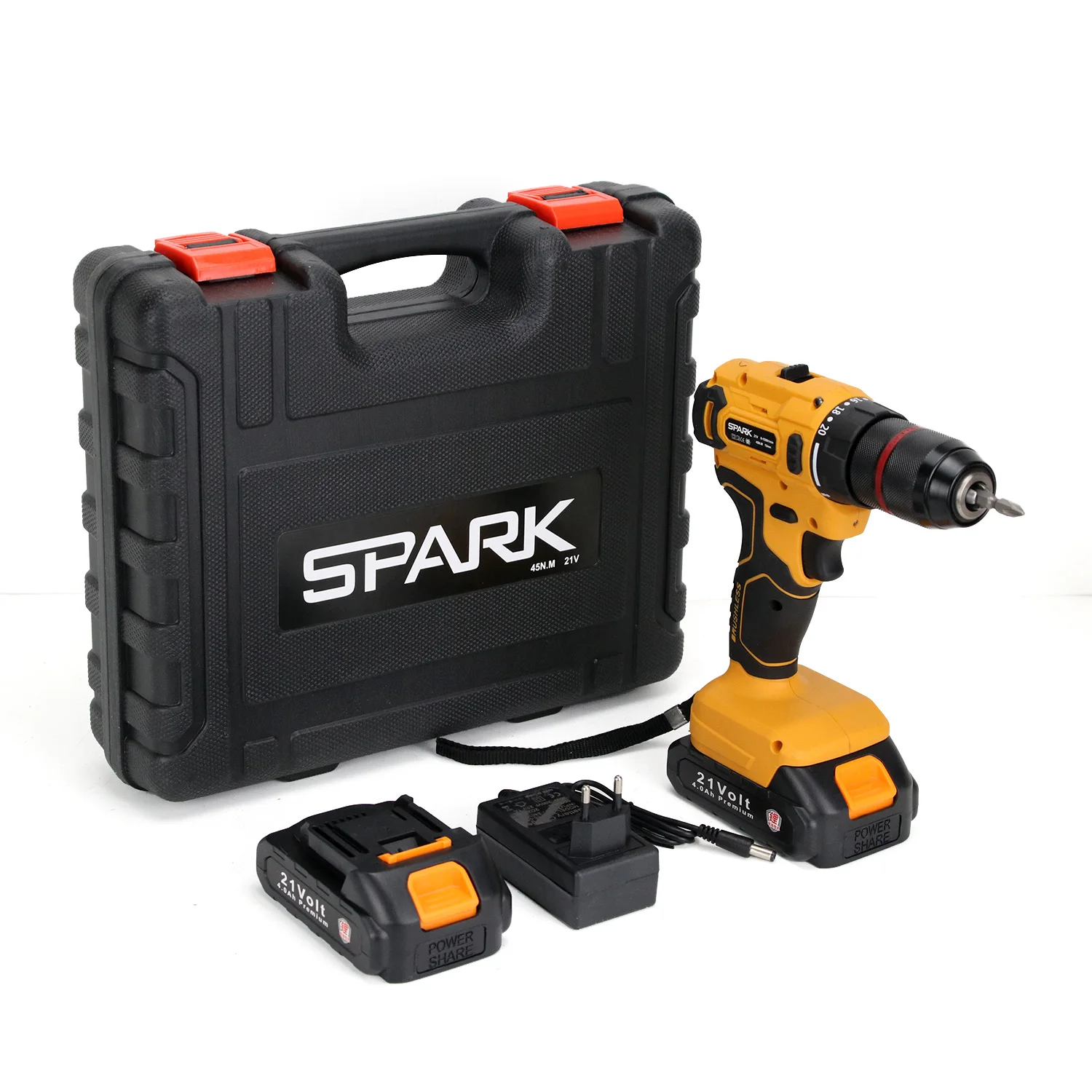 Portable 21V Lithium Battery Cordless Brushless Electric Drill Machine 13 Mm Professional New