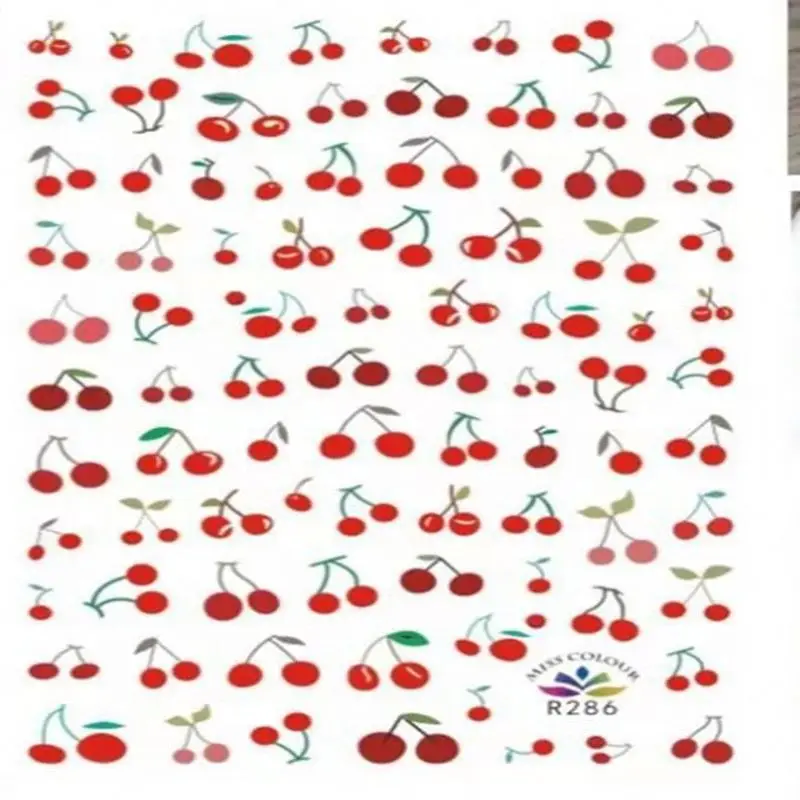 Лидер продаж, чистые и свежие 3d наклейки для ногтей, Корейская 3d наклейка для ногтей, наклейка для ногтей в виде вишни