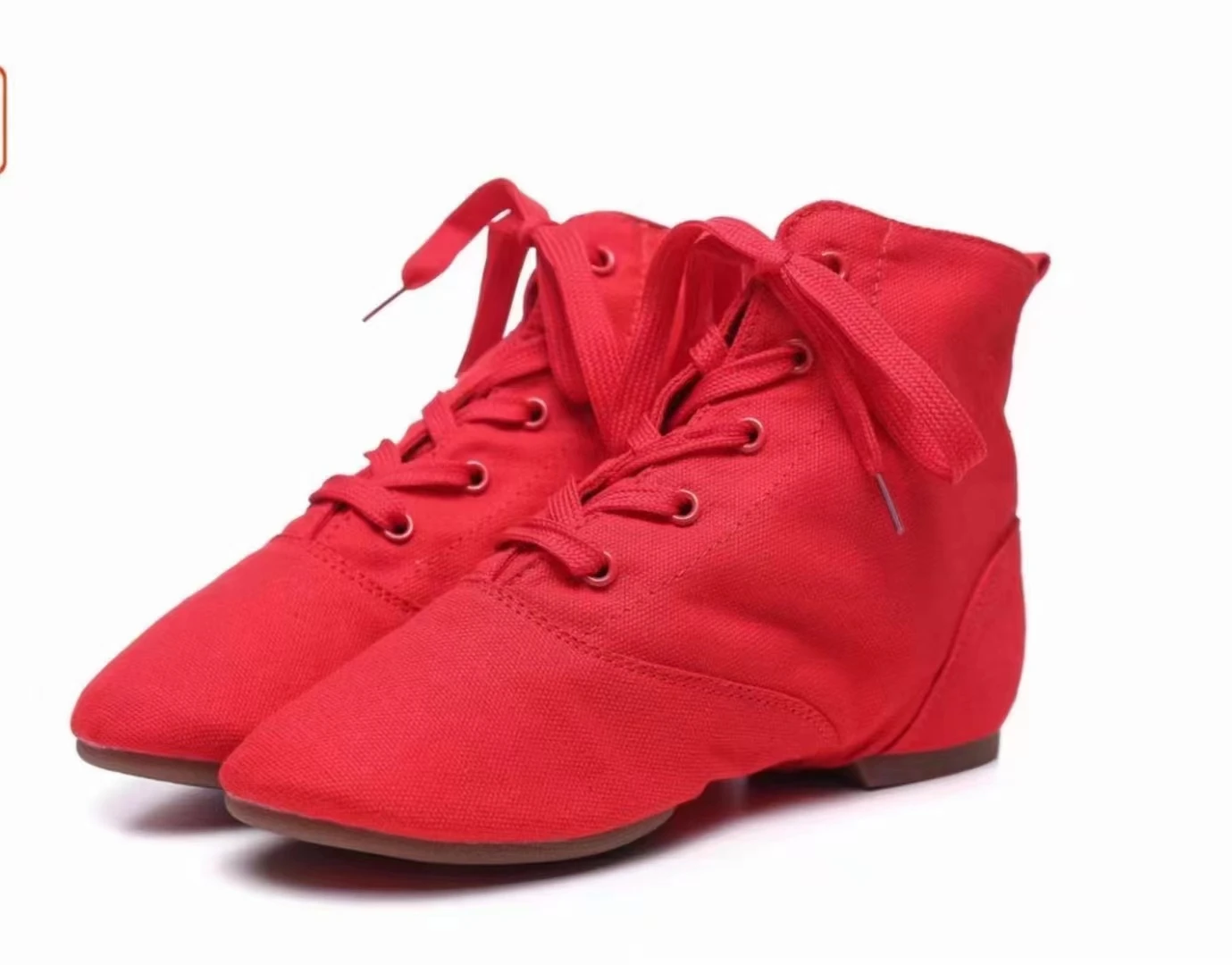 Womens Canvas Over The Ankle Jazz Dance Boots Lace-up Ballroom Modern Dance