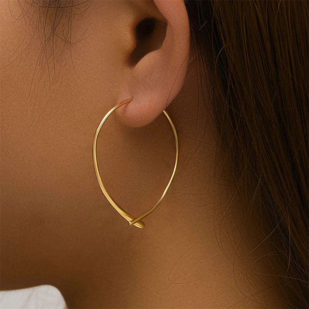CANNER simple 925 sterling silver large line circle ear ring earrings