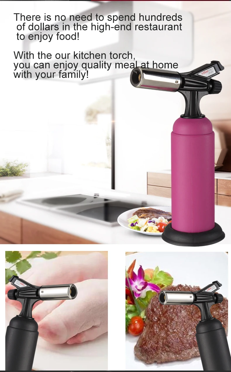 Gf-9261 Camping Torch Lighter Unique Big Flame Jet Flame Gas Gun Shape Butane Torch Lighter for Culinary