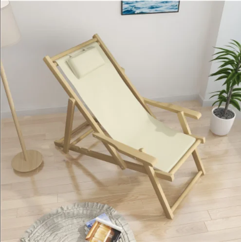 K&B wholesale high quality foldable wooden sea beach chairs adjustable height portable sun lounger beach chair