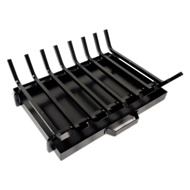 Black Fireplace Log Grate With Ash Tray For Indoor Chimney Hearth