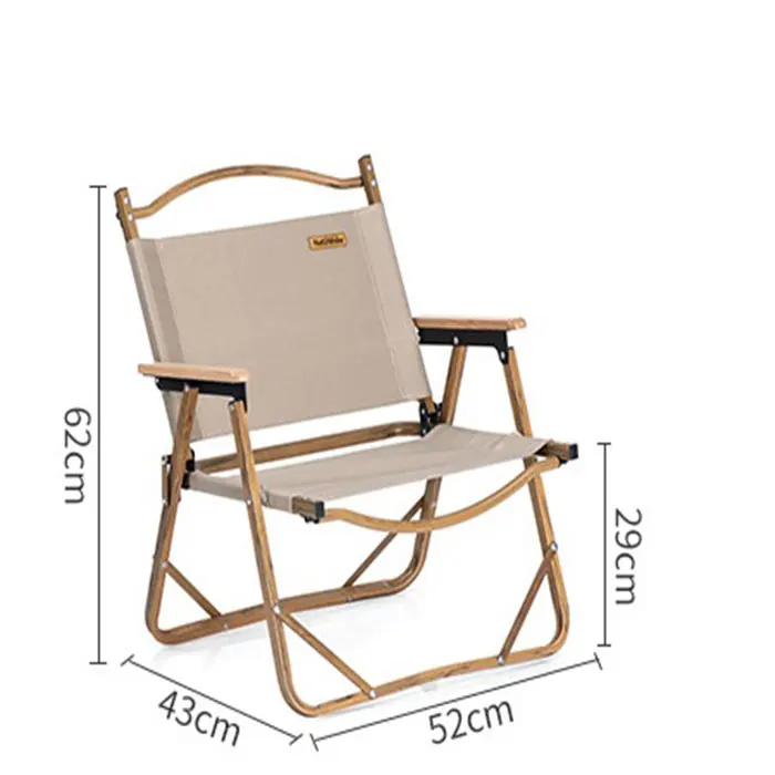 Outdoor Wood Grain Aluminum Stool Wooden Handrail Folding Camping Chairs