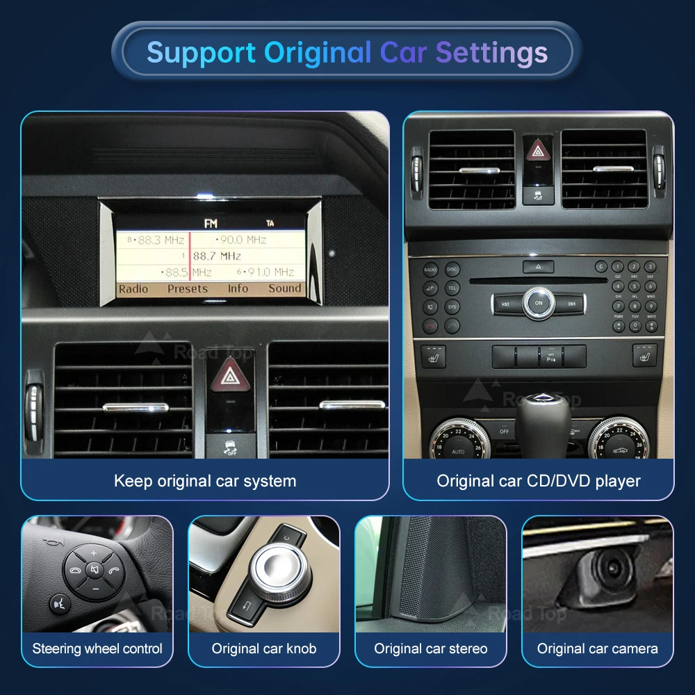 Road Top 1920*720 Linux Wireless CarPlay Android Auto Multimedia Display Screen for Mercedes-Benz GLK X204 2008-2012 NTG4.0 LHD