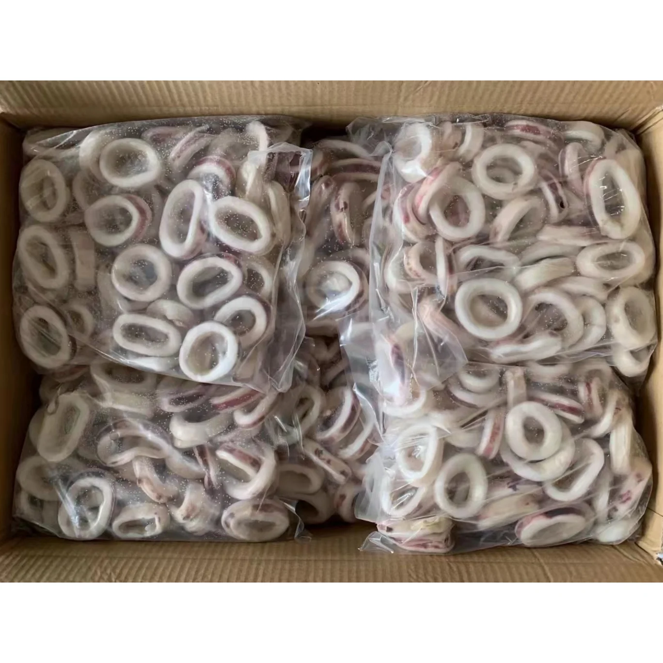 Frozen Squid Ring With Skin on Giant Peru Calamari Rings Crumb Todarodes Gigas IQF/BQF White
