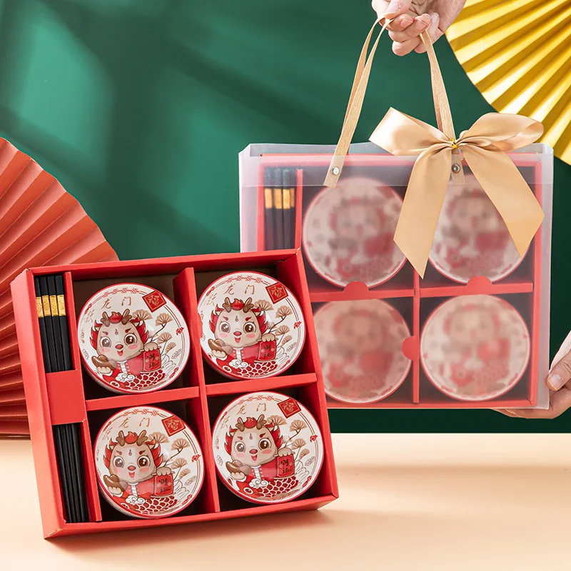 Хит продаж маленькая подарочная посуда миска для риса с пандой керамическая тарелка милый подарочный набор посуды сувениры на удачу подарок