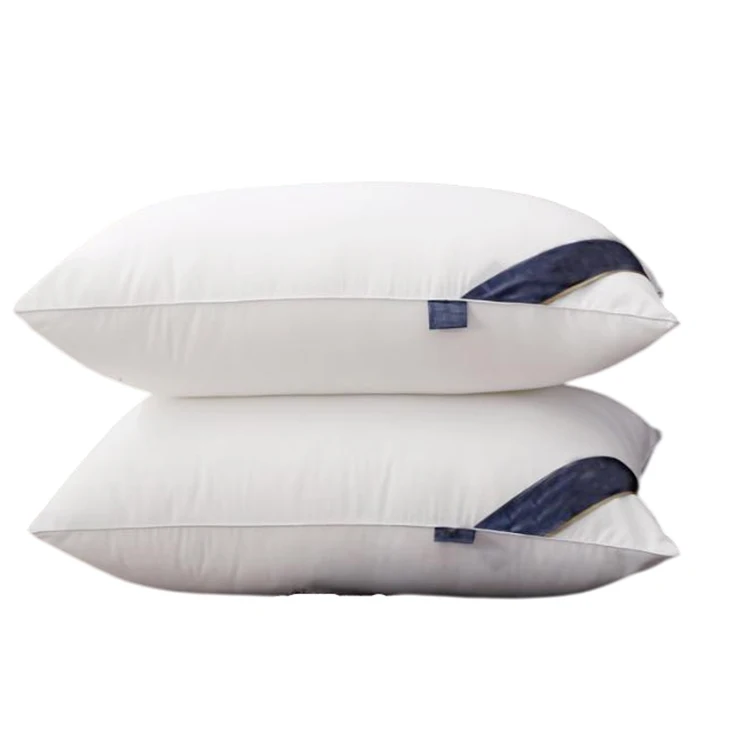 Adjustable Layer Goose Feather Inner Pillow with Outer Pillowcase Filling Soft Polyester with 100% Cotton Assembled Bed Pillow