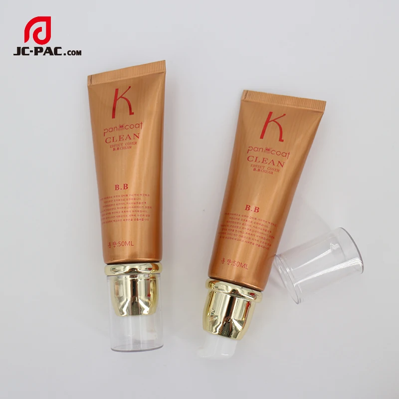 40ml 50ml BB CC Cream Pump Head with Transparent Cap Plastic Cosmetic Tubes for Face Cream with Airless Pump Packaging