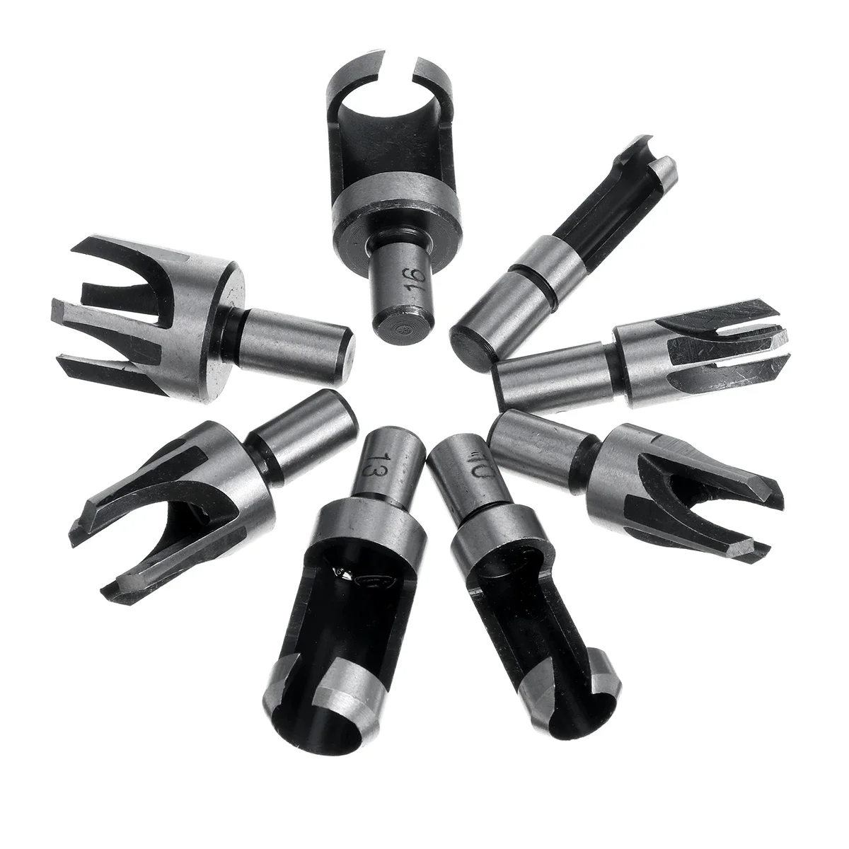 8PCS Wood Plug Hole Cutter Drill Bits Set Dowel Maker Cutting Tools Round Shank