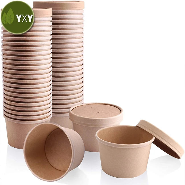 100% Food Grade Togo Containers Biodegradable With Paper Lids