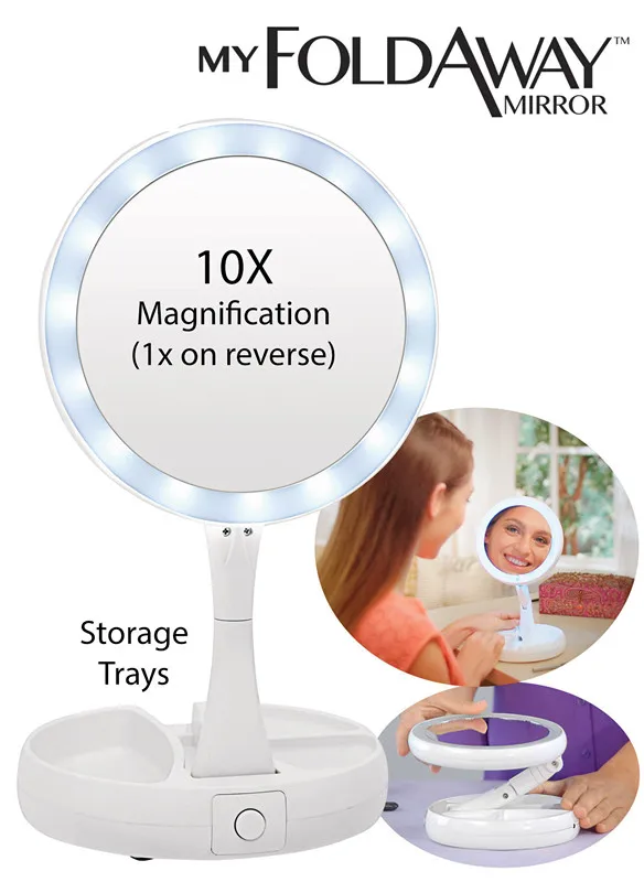 Пользовательский логотип компактное маленькое карманное ручное зеркало перезаряжаемое 10-кратное увеличительное светодиодное для макияжа