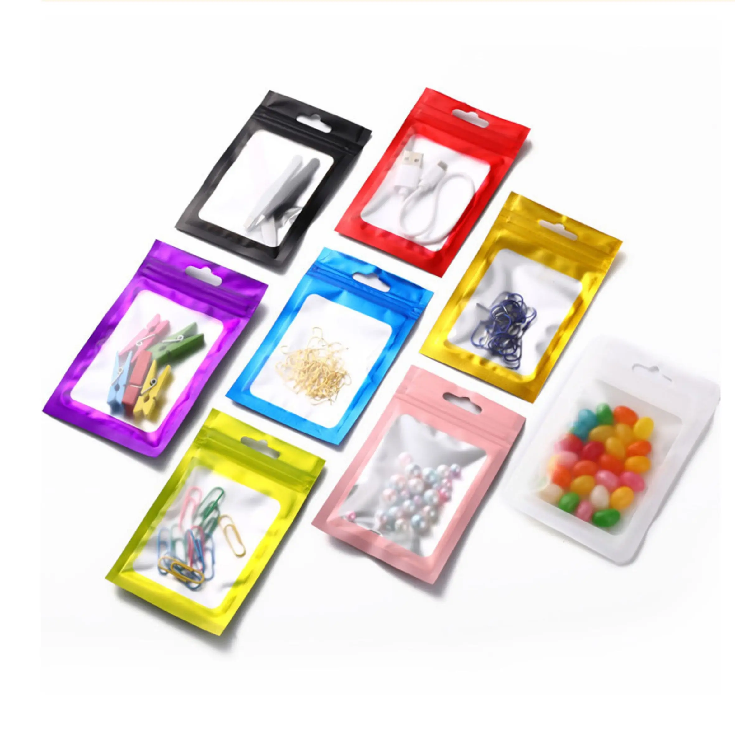 Custom Printing Holographic Mylar Plastic Bags Opp clear Packaging Ziplock Mobile Phone case Bag