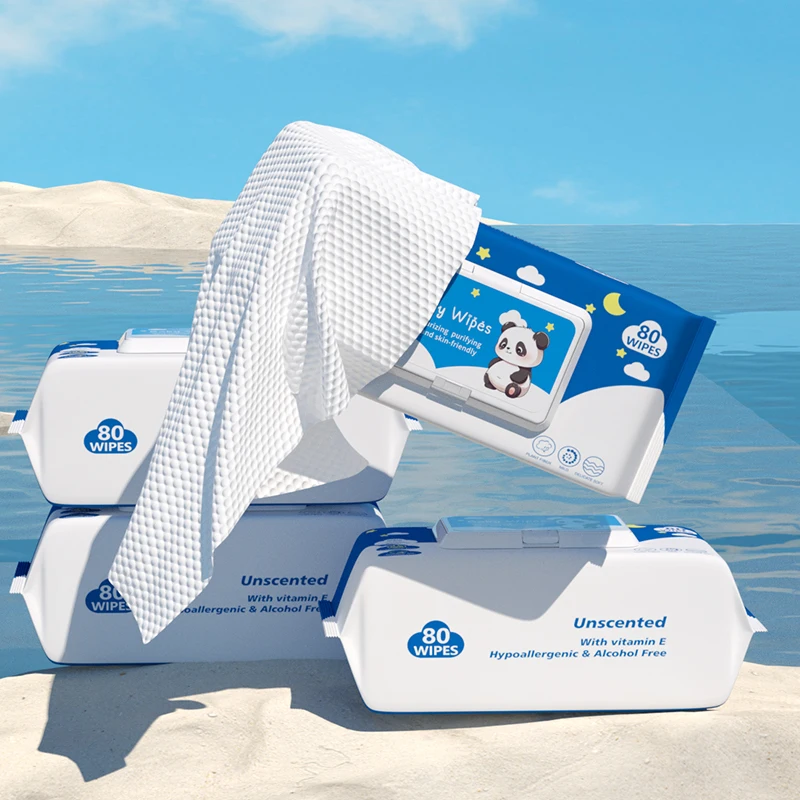 Wholesale Custom and Stock Organic Baby Wipes Soft Sensitive Skin Care Cleaning Wipes Pack of 80pcs in Bulk