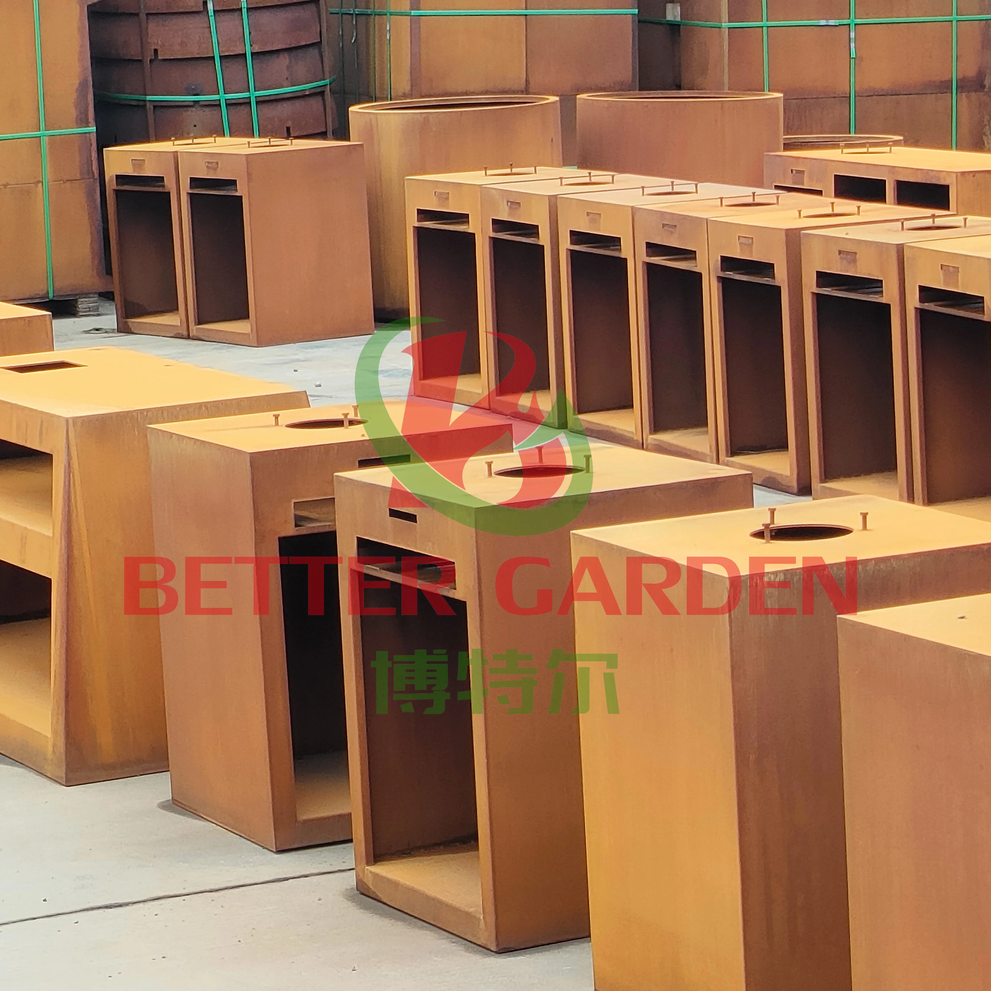 outdoor corten steel fire pit barbecue tabletop charcoal grill