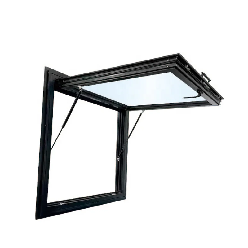 Hot Dipped Galvanized Carbon Steel Window With Large Angle Awning Glass Window And Finished Surface And Copper Handle Hardware
