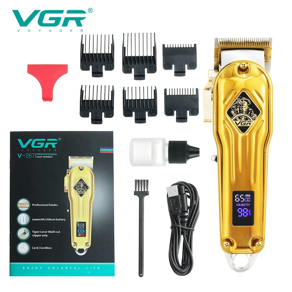 VGR V267 Professional Metal Barber Use Electric Hair Clipper Rechargeable Hair Trimmer