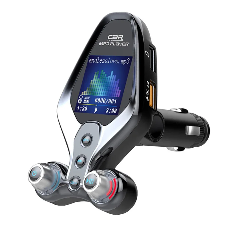 Car Kit Handsfree Aux Audio Receiver QC3.0 Quick Charge FM Broadcast Transmitter Car Mp3 Player