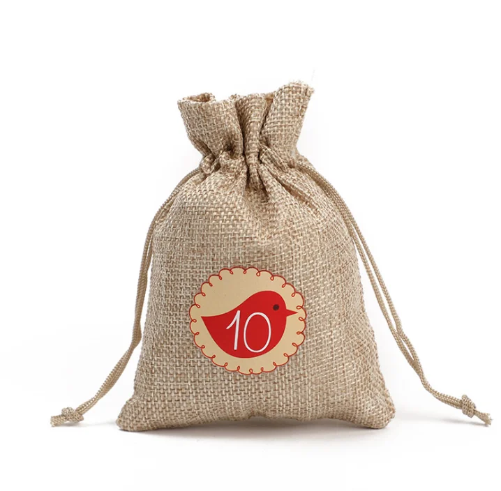 2021 New Hot Sell Promotion Small Burlap Fabric Wrap Gift Bags With Drawstring for Party Wedding Birthday Christmas Santa Sack