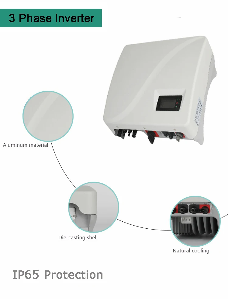 4kw 5kw 6kw 8kw 10kw Grid Tied MPPT 380V On Grid Solar Inverter 3 Phase Inverter for Home Energy System