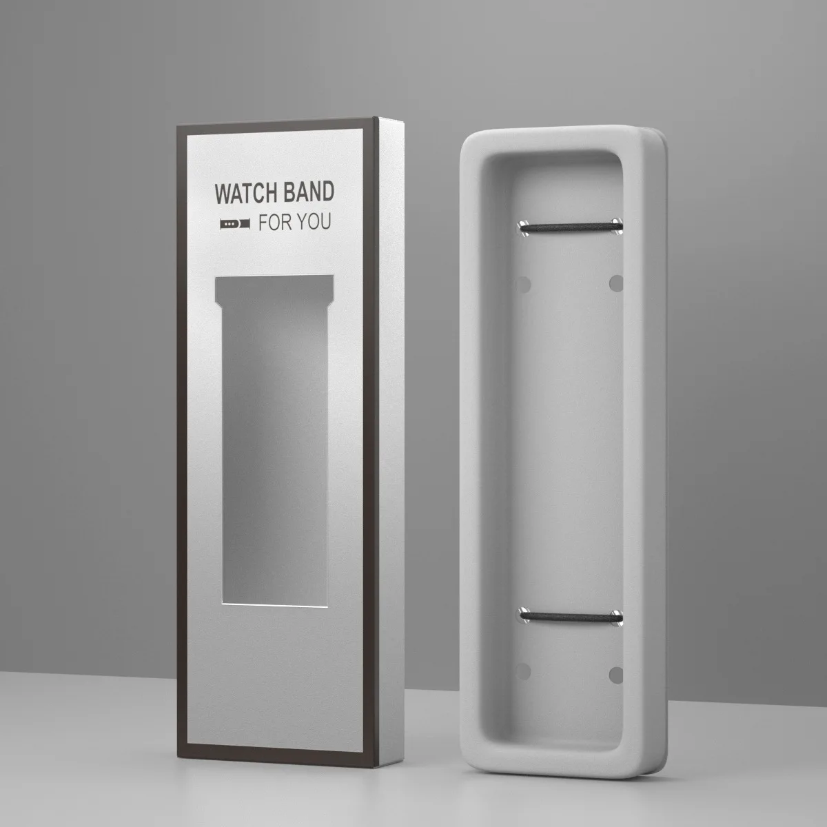 Wholesale Cheap Paper Storage Packaging Carton For Silicone Leather Steel Smartwatch Band Case Silver Paper Storage Box