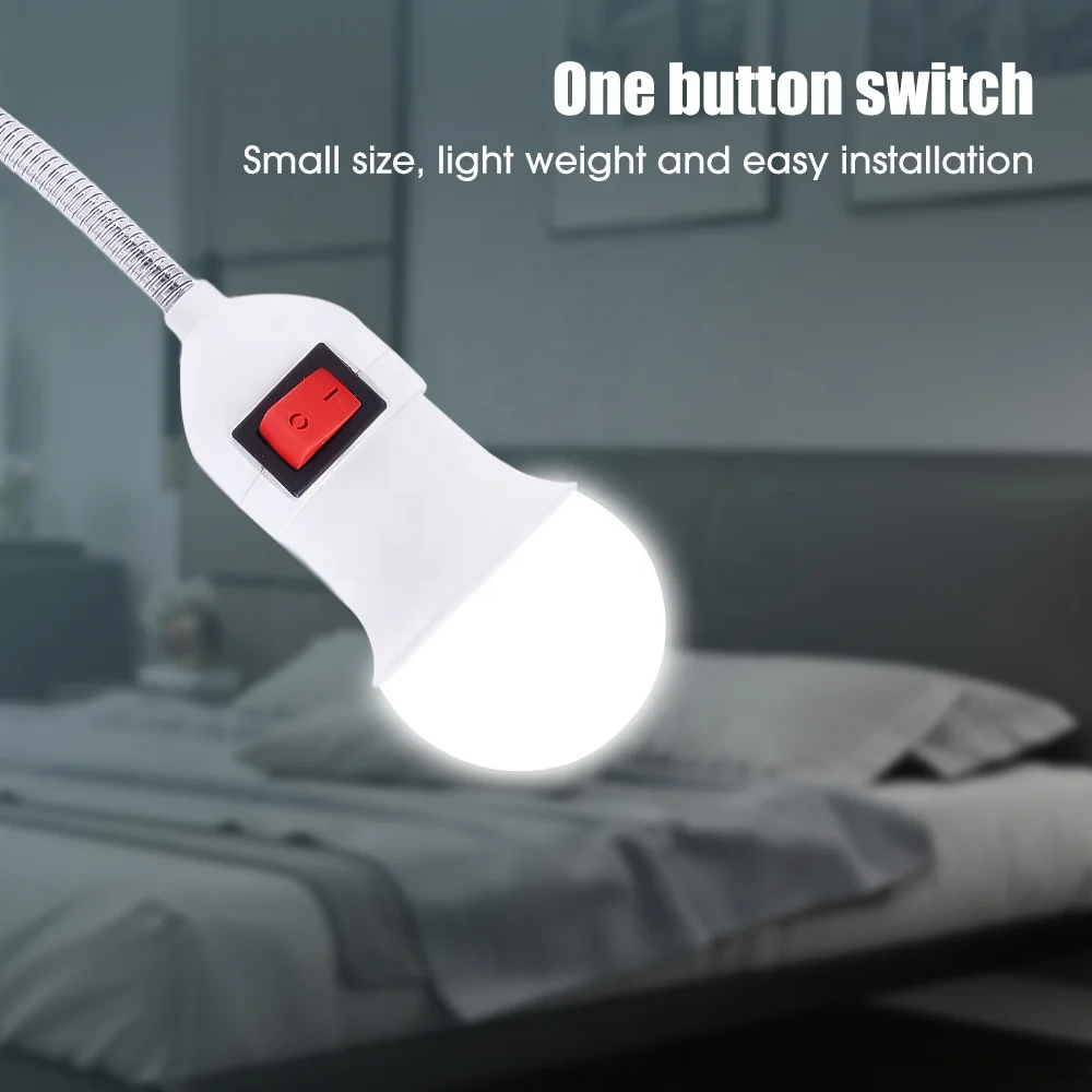 E27 Lamp Base Universal EU US Plug Bulb Holder with Switch Adjustable Socket Holder Energy Saving LED Desk Bulb Base Converter