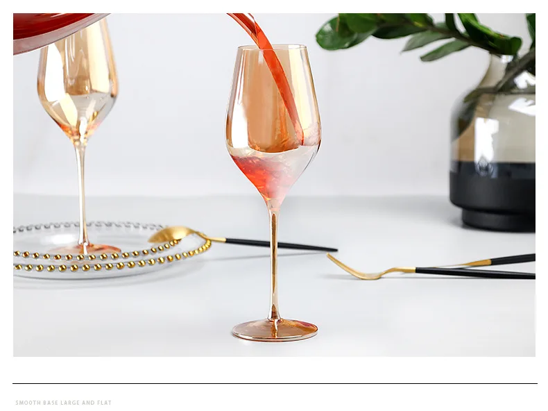 Hot-selling amber crystal glass red wine glass can be customized with color