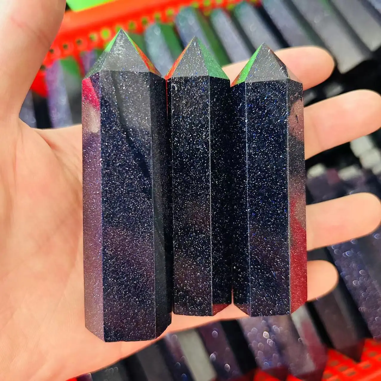 Wholesale Bulk Natural Crystal Tower Points Blue Sandstone Crystal Tower Points