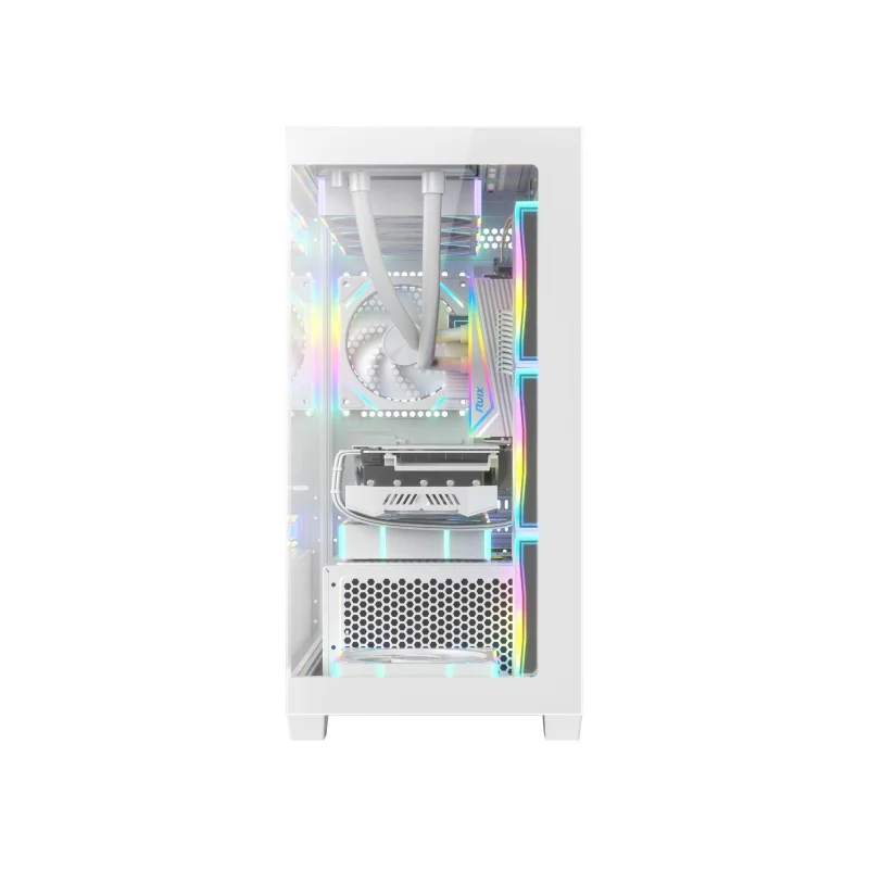 New Arrival RGB White Computer PC Case Gaming Mid Tower Support MATX Mini-ITX Motherboard Casing Gaming Case Gamer PC Cabinet
