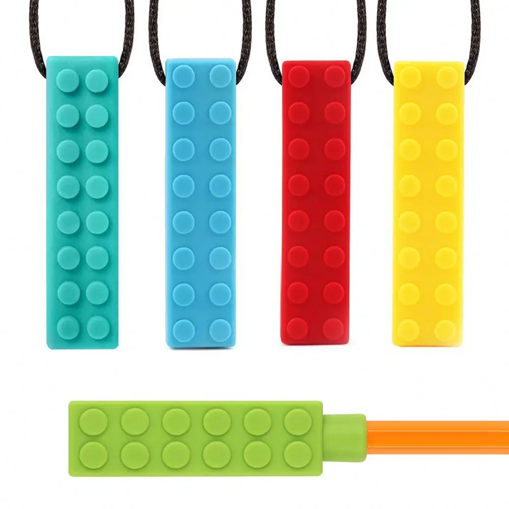 wholesale silicone autism building block teether Sensory autism chew toys autism chew necklace