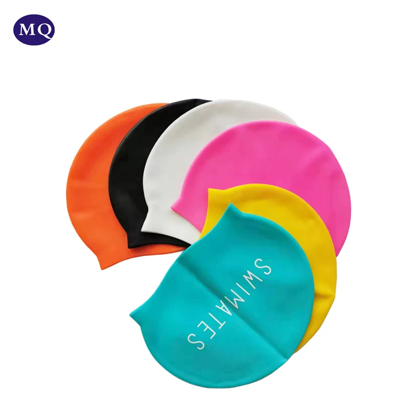 Factory Whole sale High Quality Custom Print Swimming Cap Silicone Swim Cap for Adults  Men and Women