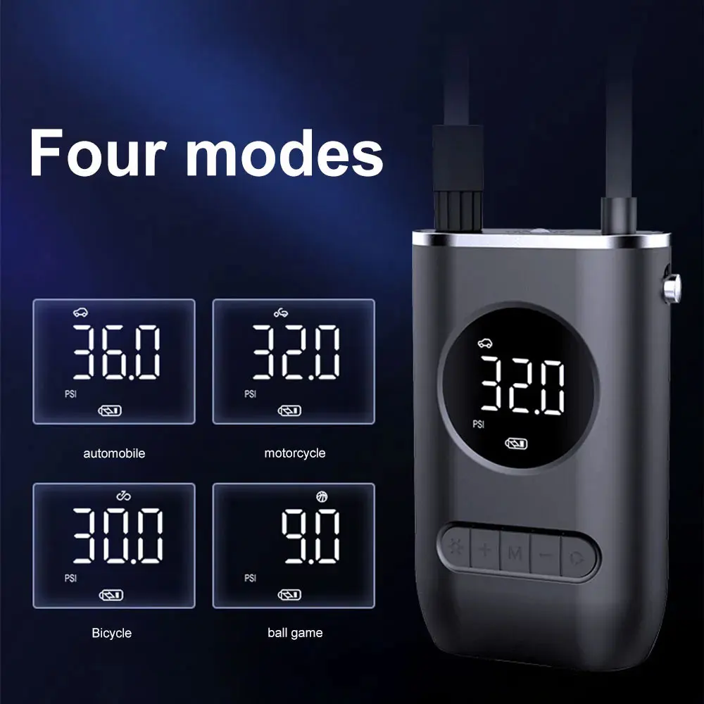 Mini Small Electric Tyre Inflator Handheld Air Pump Silent Digital Tire Inflator With Pressure Gauge For Car Tires Wireless Bike